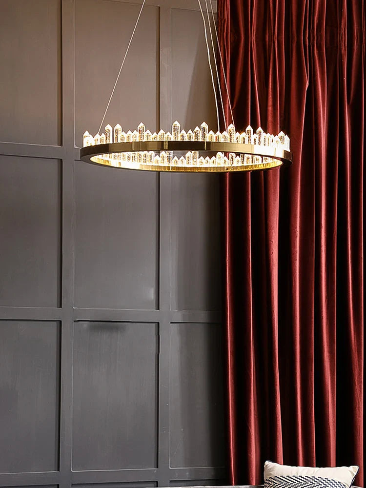 Afralia™ Dimmalbe LED Crystal High Ceiling Chandelier for Living Room