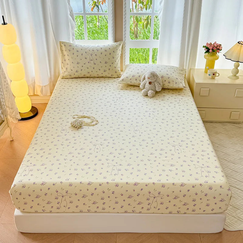 Afralia™ Queen Double Fitted Bed Sheet Coarse Cloth Mattress Cover - High-Quality Print