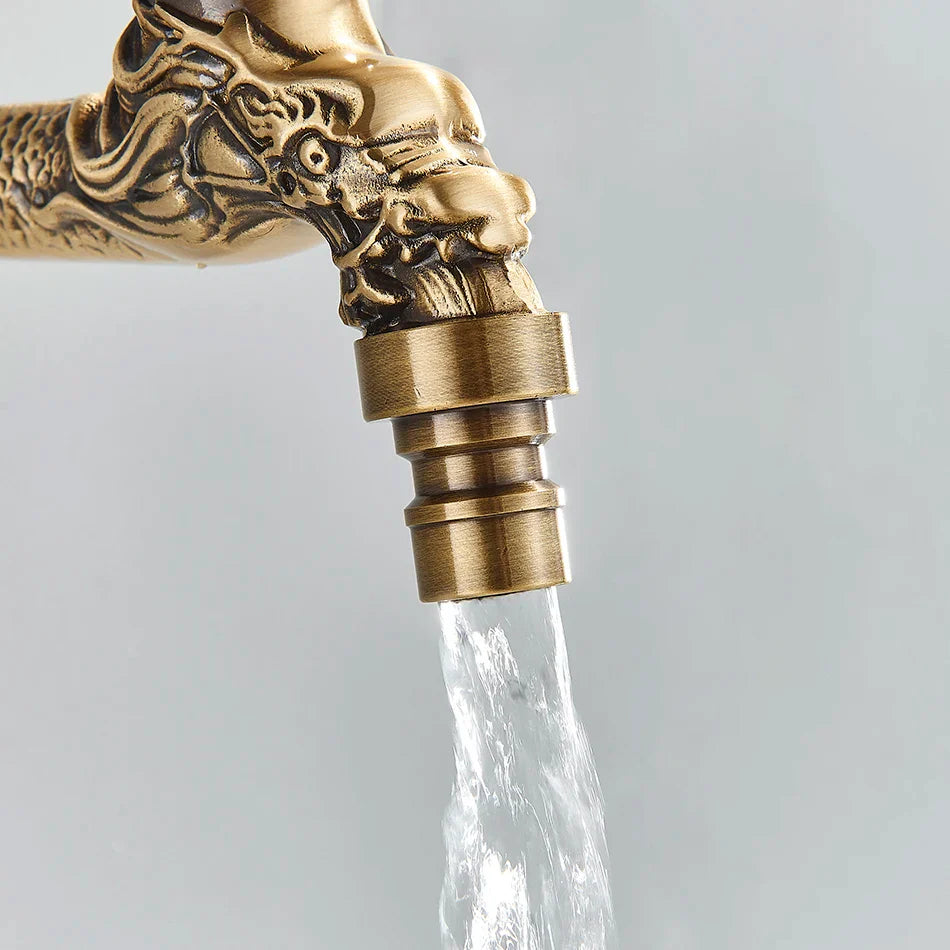 Afralia™ Antique Brass Wall Mounted Washing Machine Faucet for Bathroom, Outdoor, Garden, Bath, Toilet