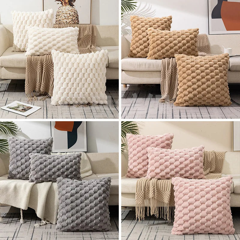 Afralia™ Soft Striped Flocking Cushion Cover for Home Sofa Living Bed Room