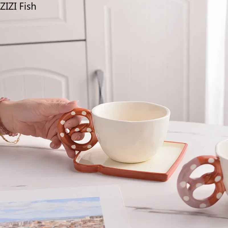 Afralia™ Alkali Water Biscuit Mug Set - Ceramic Tea & Coffee Cup for Dining Table