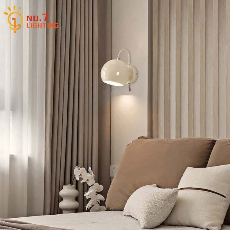 Afralia™ Cream Wind LED Wall Lamp, Rotatable Minimalist Iron Art Sconces for Bedroom & Living Room