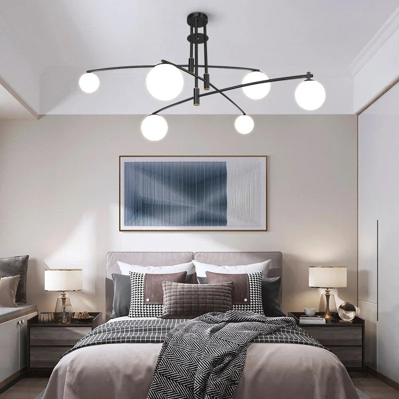 Afralia™ Modern Nordic Chandelier for Living Room Bedroom Decor LED Hanging Light