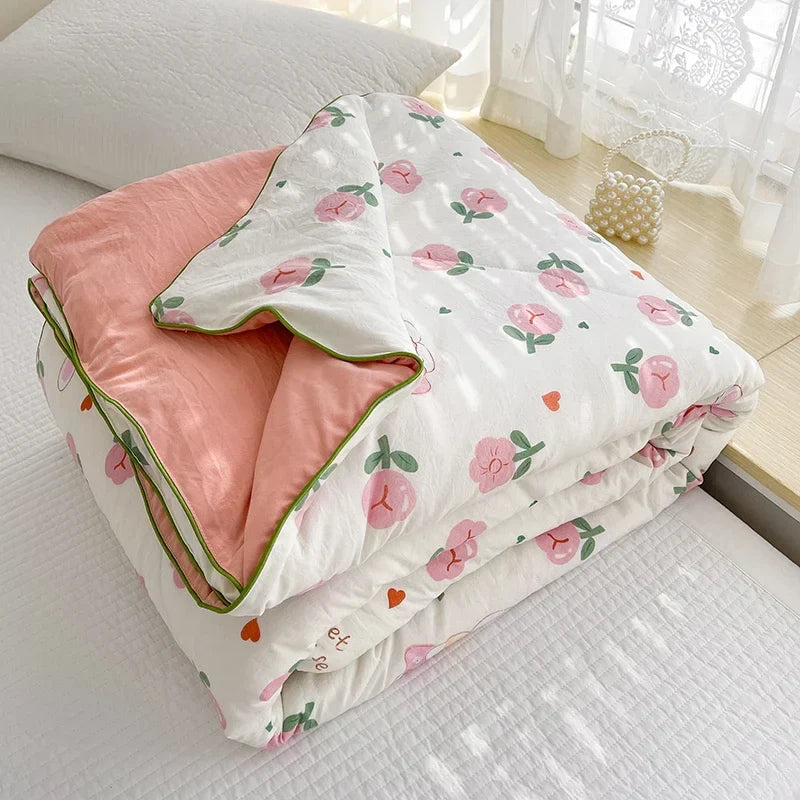 Afralia™ Summer Comforter Queen Size Lightweight Double Gauze Breathable Blanket