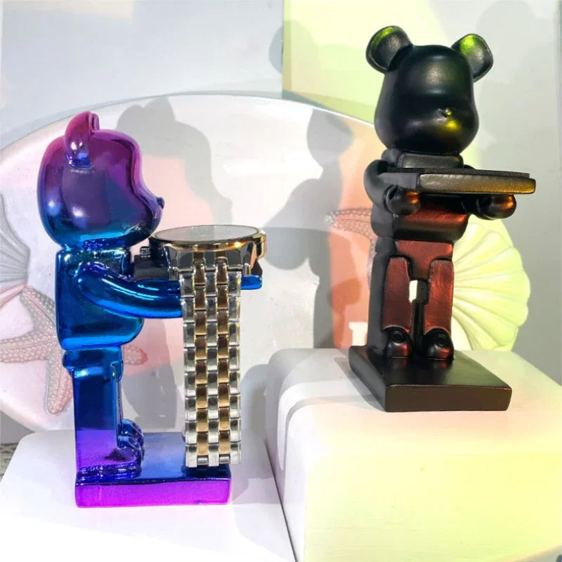 Afralia™ Cartoon Bear Watch Stand & Jewelry Storage Rack - Trendy Resin Ornaments & Celebration Gifts