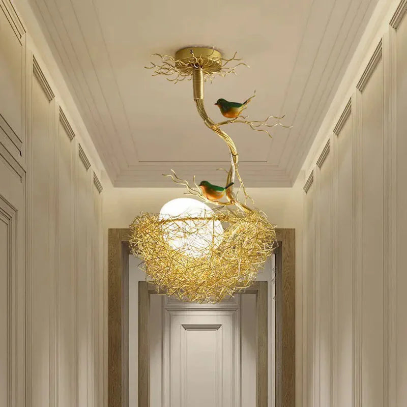 Afralia™ Rustic Luxury Bird Egg Chandelier for Living Room Dining Kitchen Island