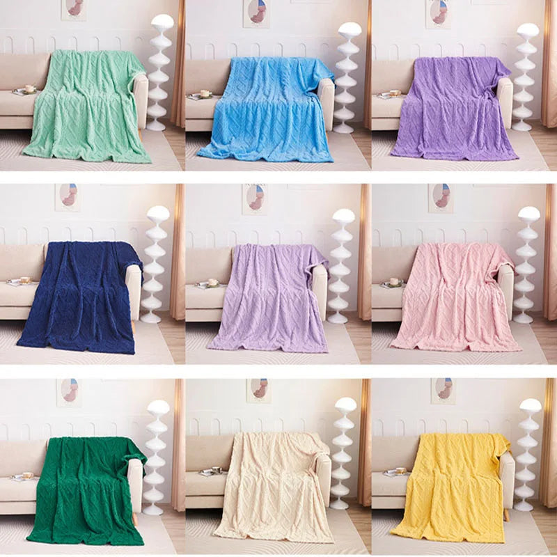 Afralia™ Cozy Jacquard Plush Blanket: Soft Winter Sofa Throw, Office Travel Nap Shawl