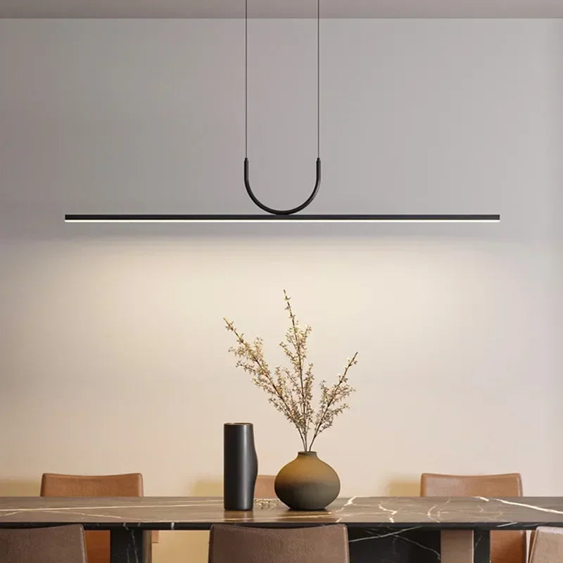 Afralia™ Black LED Ceiling Chandelier for Dining Room Kitchen Island - Modern Hanging Fixture