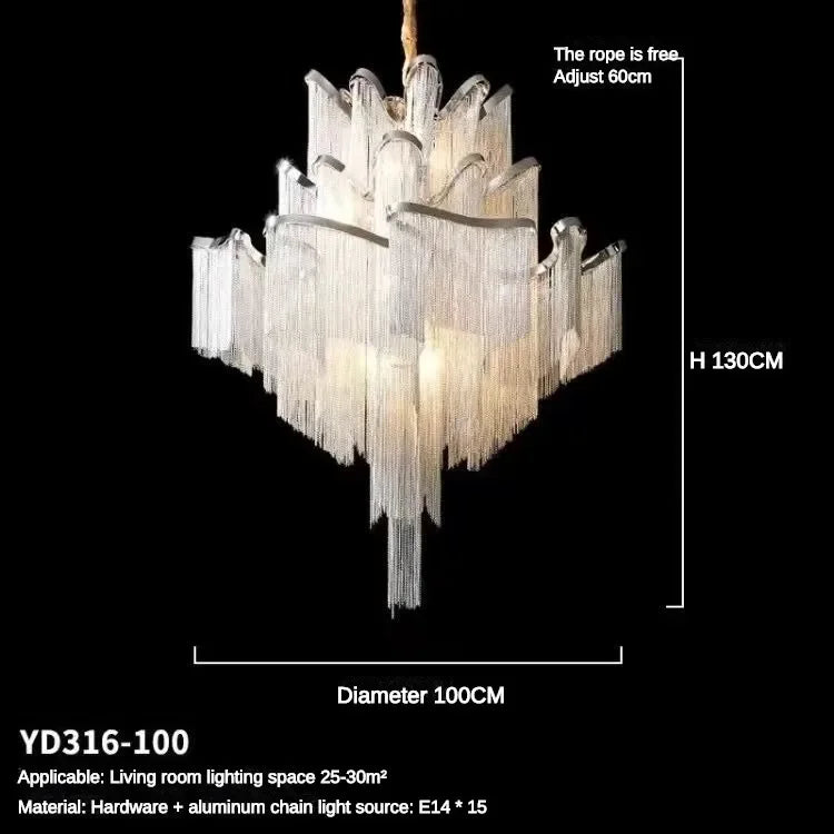 Afralia™ LED Flower Tassels Ceiling Chandelier for Living Room, Staircase - Elegant Villa Pendant Light