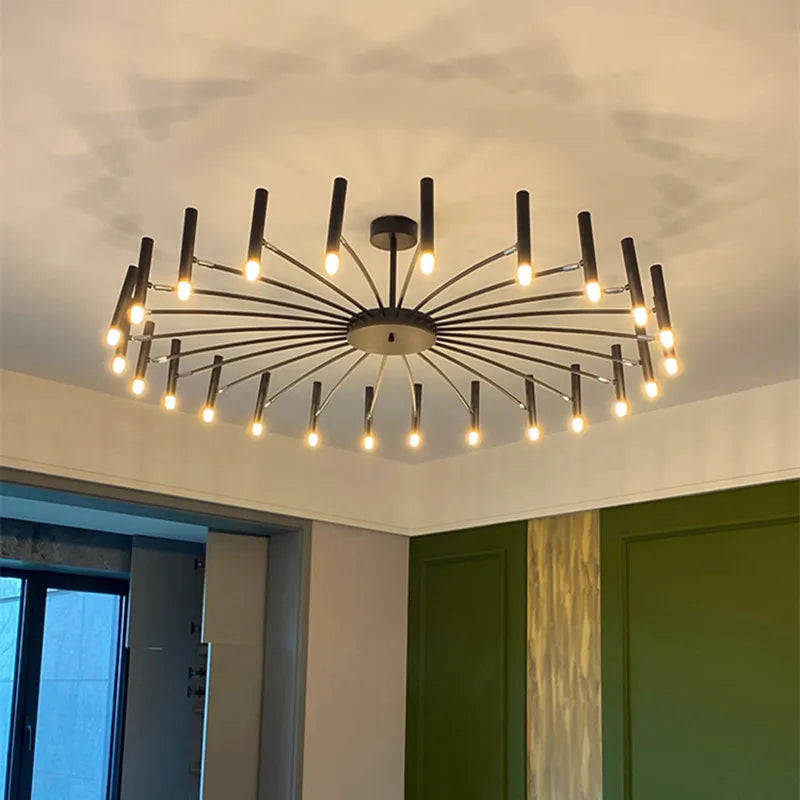 Afralia™ Black Sputnik Chandelier: Nordic Design, Adjustable Lighting for Home Décor