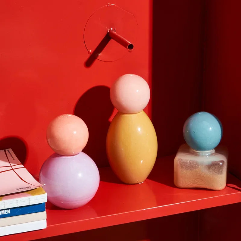 Afralia Geometric Sphere Glass Vase with Lid, Desktop Storage Container