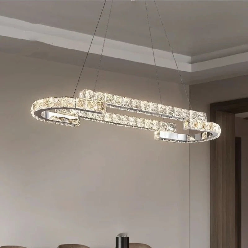 Afralia™ Crystal LED Chandelier Pendant Light Modern Luxury Foyer Ceiling Lamp