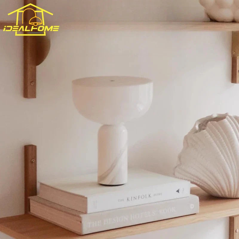 Afralia™ Marble Table Lamp Touch Switch USB Charging Desk Light Medieval Cream