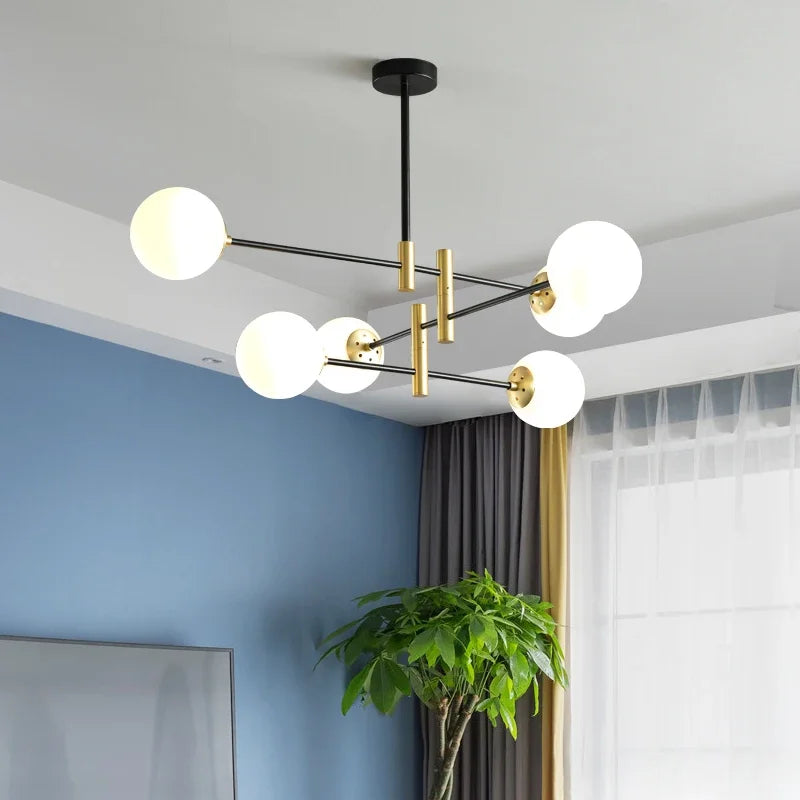 Afralia™ Modern Golden/Black Glass Chandeliers for Home and Commercial Spaces