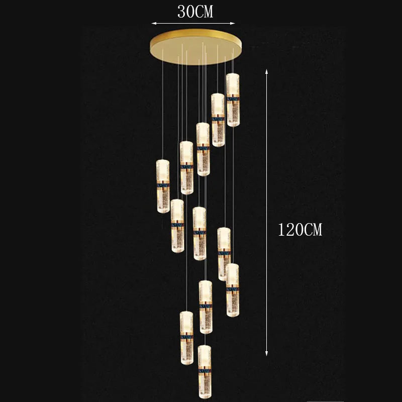 Afralia™ Modern Stair Chandelier Pendant Light LED Ceiling Lamp for Living Room