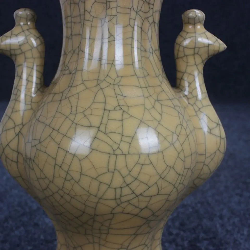 Afralia™ Song Ge Kiln Gold Red Glaze Peacock Vase