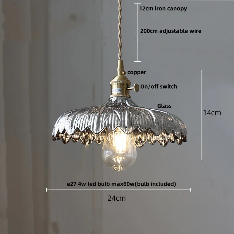 Afralia™ Amber Glass LED Pendant Lamp Modern Nordic Hanging Light