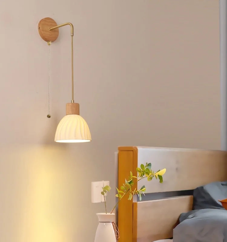 Afralia™ Nordic LED Wall Sconce Wood Base Modern Vanity Light