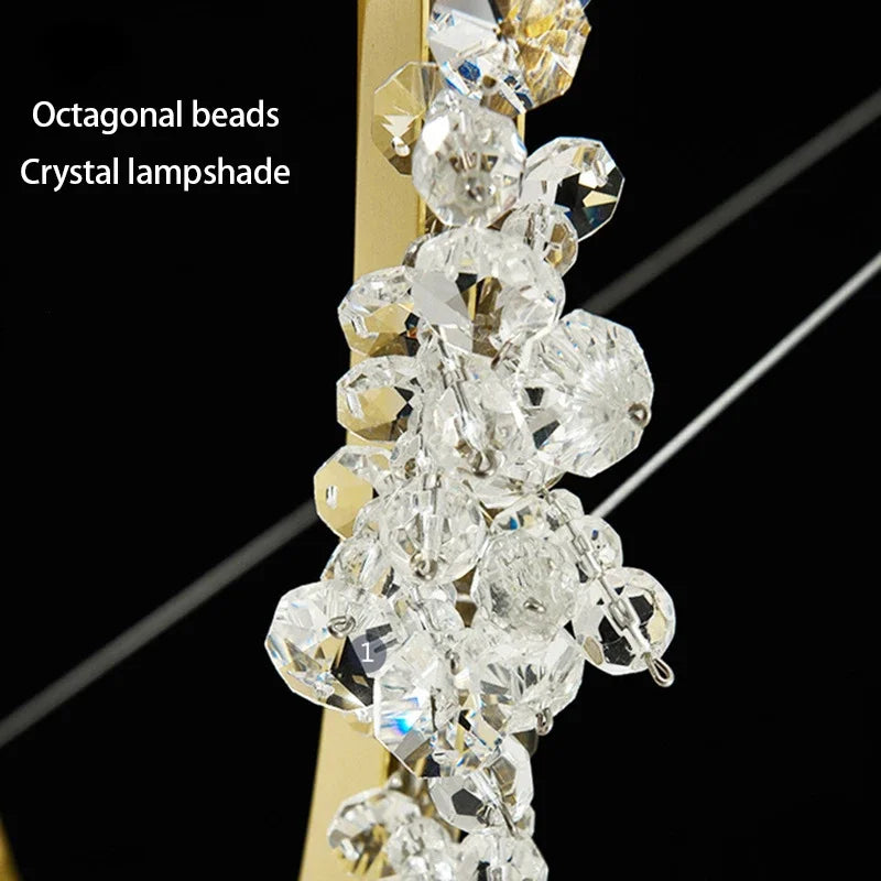 Afralia™ Crystal Gold Ring LED Chandelier for Home Decoration Luxurious Living Room Dining Bedroom