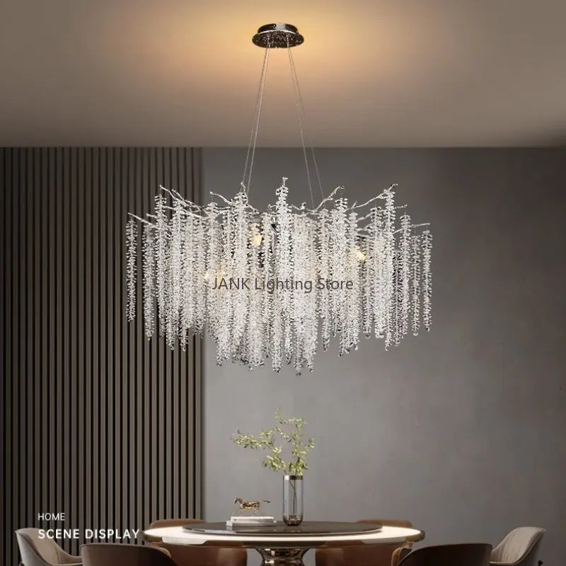 Afralia™ Crystal Tassel Pendant Chandelier for Dining Room, Kitchen Island, Hall - Luxury LED Lighting