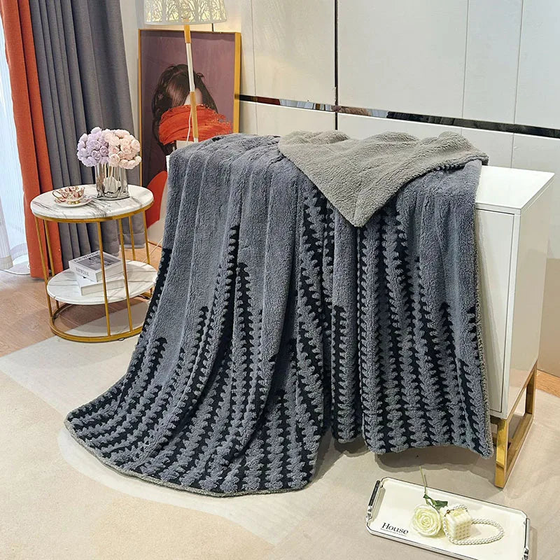 Afralia™ Double Layer Lamb Fleece Blanket: Soft & Warm for Office, Bedroom, Sofa.