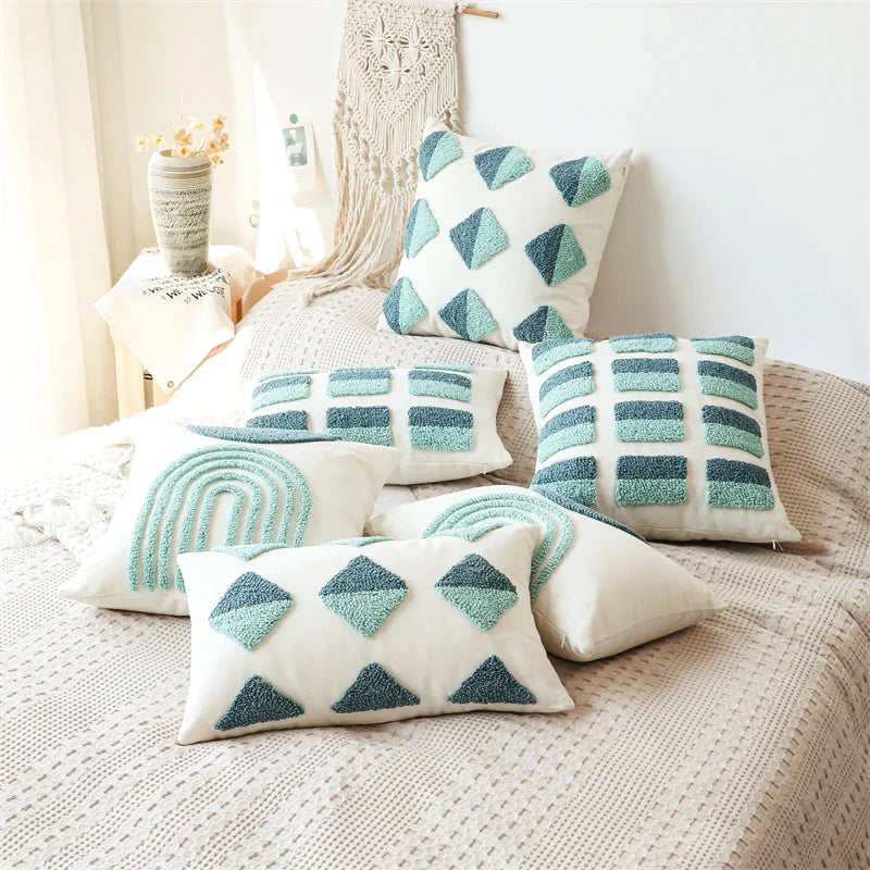 Afralia™ Geometric Tufted Diamond Pillow Cover 45x45cm/30x50cm Square for Living Room