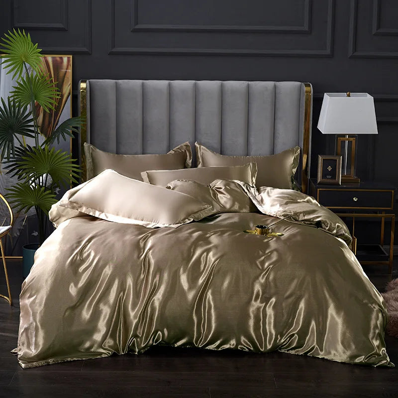 Afralia™ Silky Ice Solid Color Bedding Set for Cool Summer Sleep
