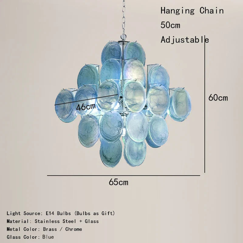 Afralia™ Blue Glass Handmade Hanging Chandelier for Living Room Decor