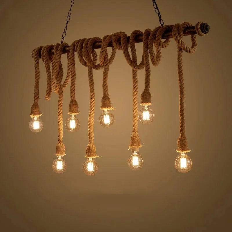 Afralia™ LED Pendant Lamp: Retro Hemp Rope Hanging Light, Industrial Vintage Style for Home Decor.