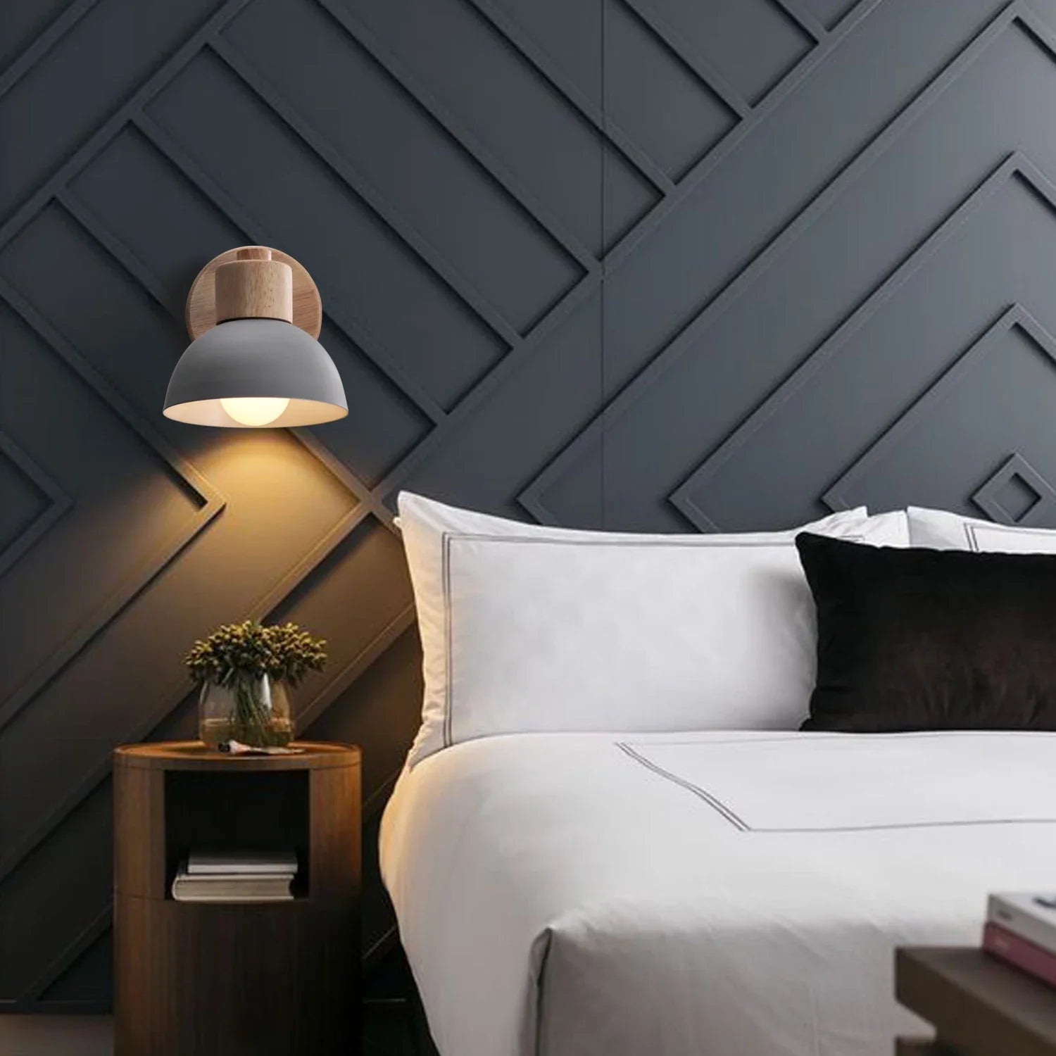 Afralia™ Wooden Wall Sconce Nordic Bedside Lamp E27 Modern LED Light for Home Indoor