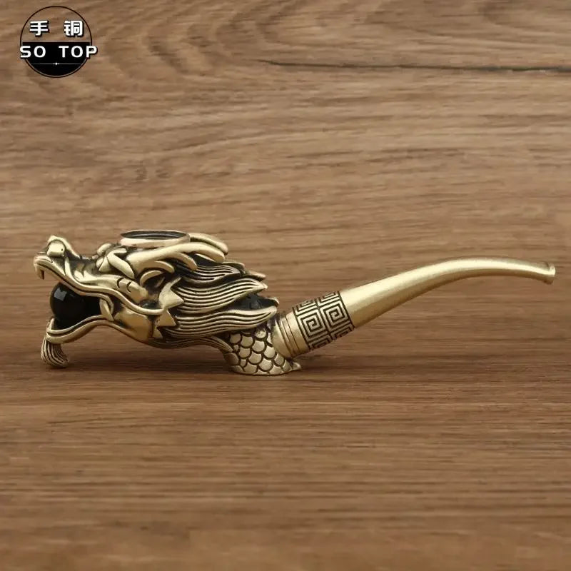 Afralia™ Chinese Dragon Copper Filter Pipe: Unique Handmade Men's Smoking Accessory Gift