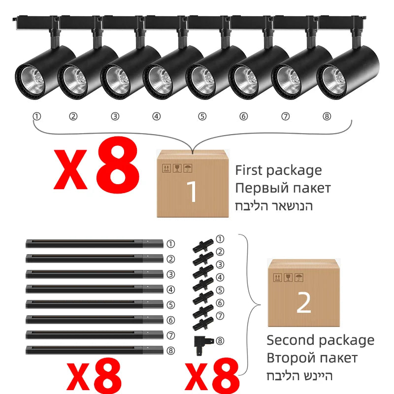 Track Light LED Fixture Ceiling Railway Lights by Afralia™ - Full Set Rail Track Lighting for Home Decor