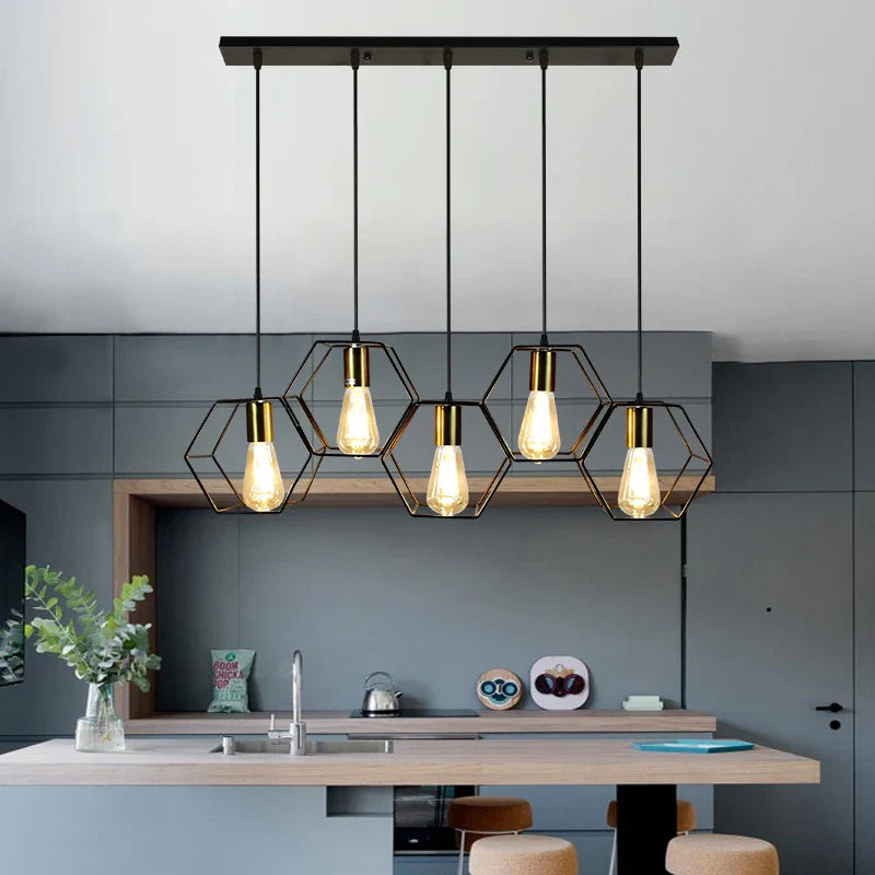 Afralia™ Modern LED Geometric Chandelier for Restaurant Bedroom Dining Table