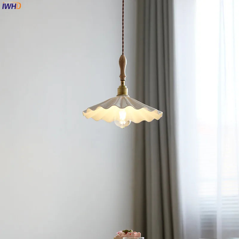 Afralia™ Ceramic LED Pendant Light: 30CM, Home Decor, Bedroom, Living Room, Dinning, Wood & Copper Socket