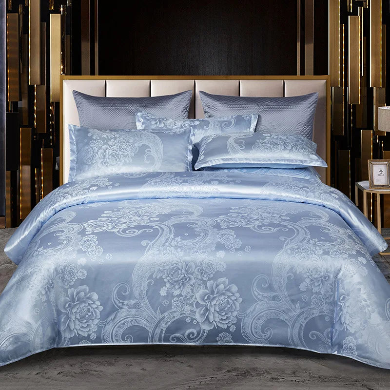 Afralia™ Jacquard Satin Summer Bedding Set - Elegant & Skin Friendly Duvet Cover - Single/Double Size