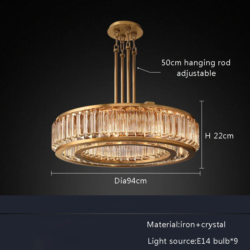 Afralia™ Gold Crystal Ceiling Chandelier LED Light Fixture for Luxury Home Decor