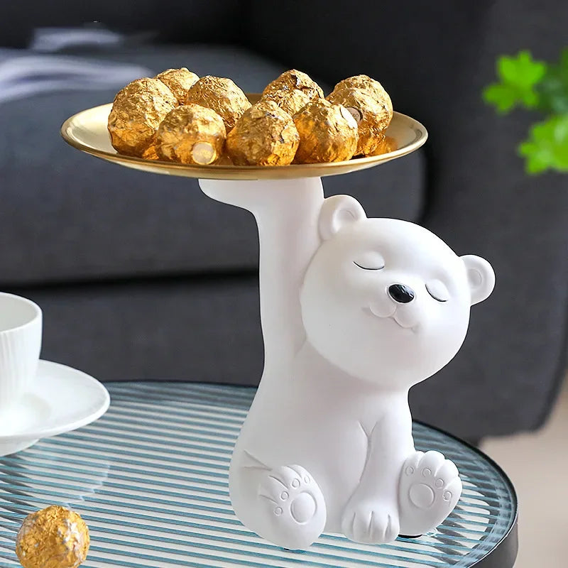 Afralia™ Bear Figurine Resin Sculpture Home Decor Storage Box Living Room Ornaments