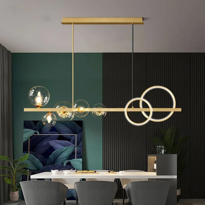 Afralia™ Glass Ball Pendant Chandelier: Scandinavian LED Light for Kitchen Dining Table