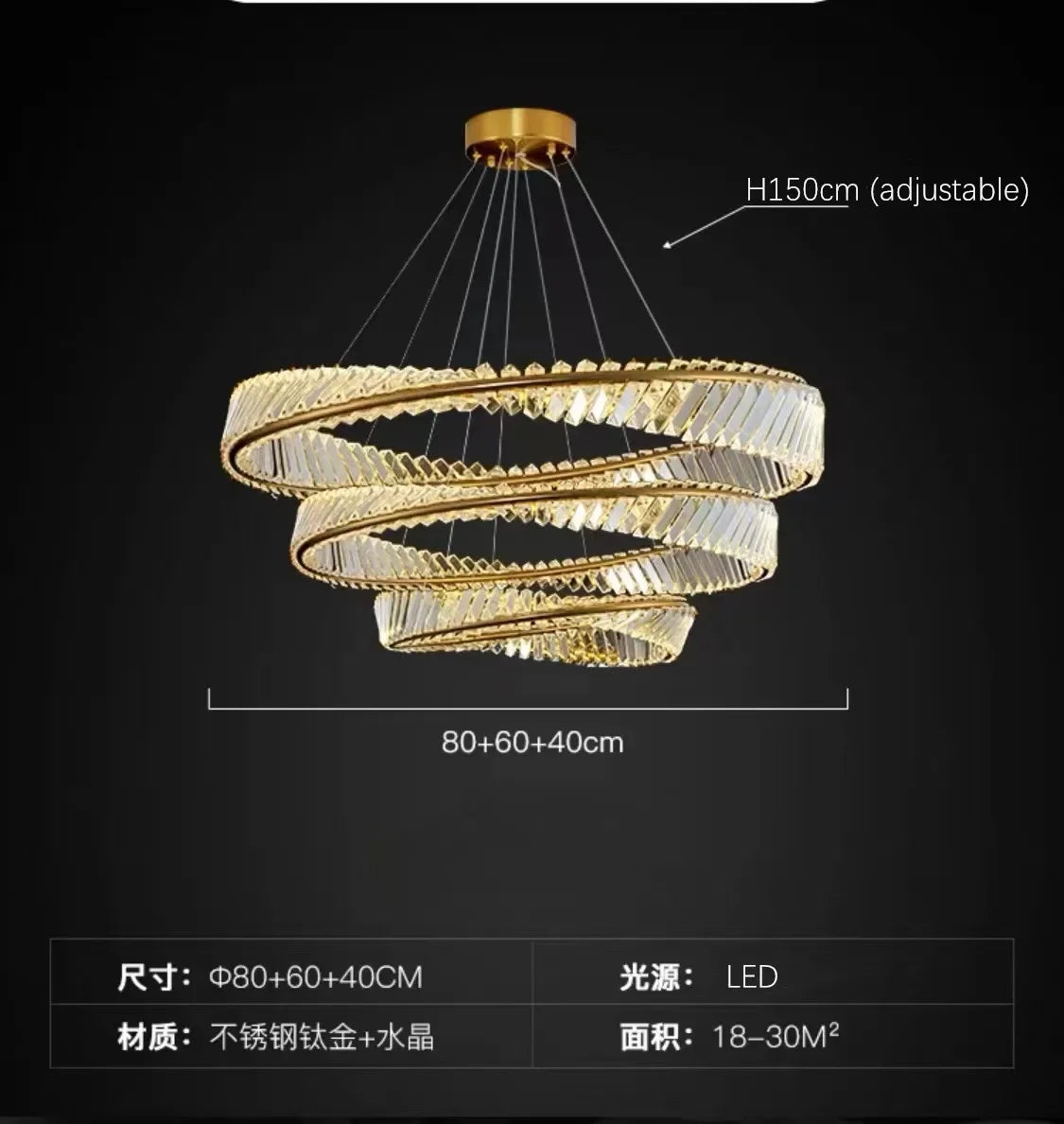 Afralia™ DNA Spiral Crystal Chandelier LED Ring Design for Luxury Living Room