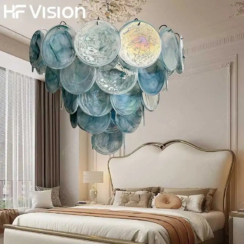 Afralia™ Mulano Glass LED Ceiling Chandelier in Green Blue Pink - Elegant Art Decoration