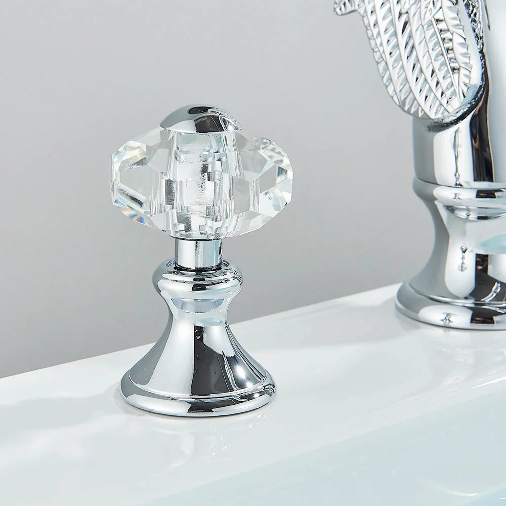 Afralia™ Swan Crystal Dual Handle Bathroom Faucet Mixer Tap for Sink