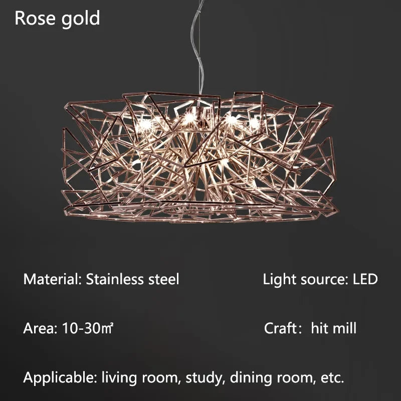 Afralia™ Silver LED Stainless Steel Chandelier Modern Luxury Art Hanging Light
