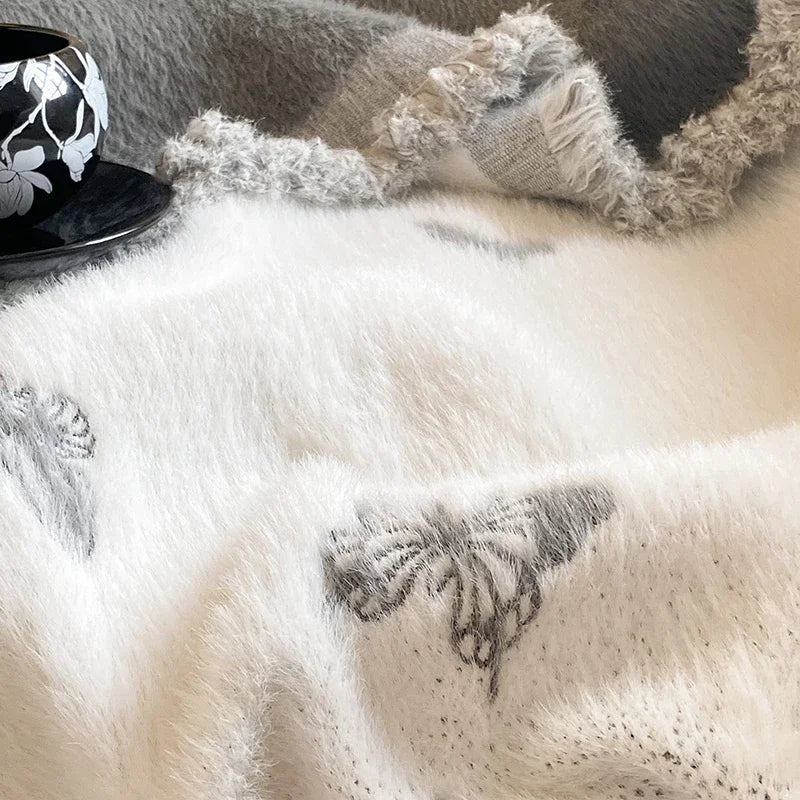 Afralia™ Butterfly Jacquard Imitation Mink Fur Warm Blanket