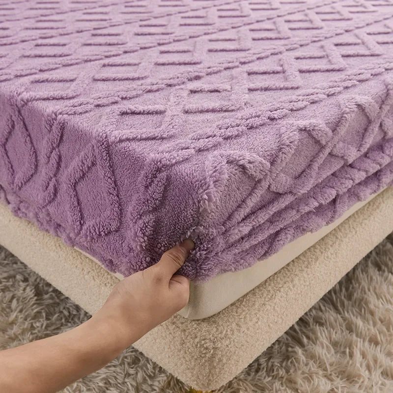 Afralia™ Cozy Tafu Fleece Queen Bed Sheet with Elastic Band