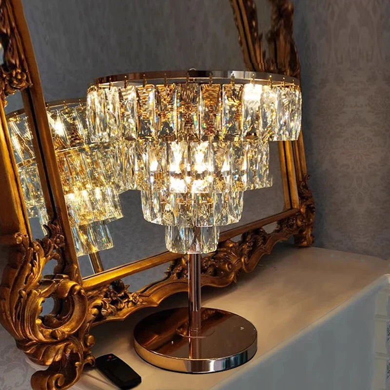 Afralia™ Crystal Table Decor Lamp 3000K E14 Bulb Desk Light for Bedside Office