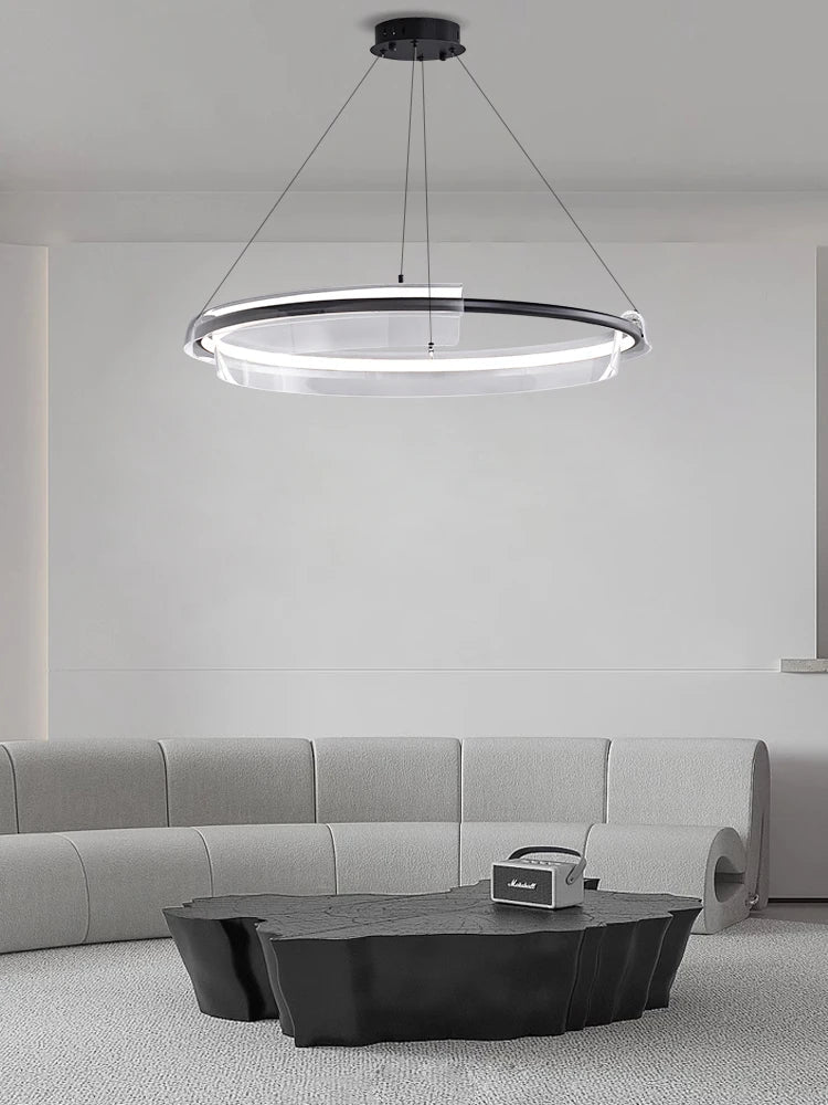 Afralia™ Nordic Minimalism Ring LED Chandelier Acrylic Circle Pendant Light Fixture