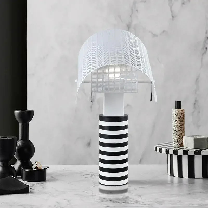 Geometric Pendant Light Art Shogun Lamp Black White Stripe Danish Design Afralia™