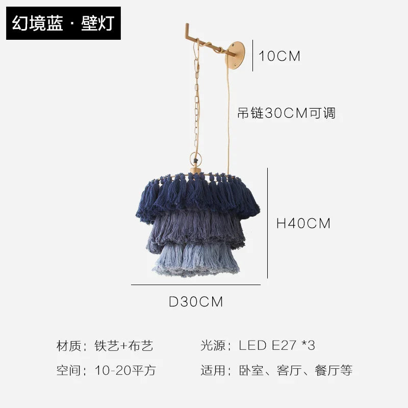 Afralia™ Tassel Chandelier: Woven LED Boho Lamp for Dining Bedroom Kitchen Island