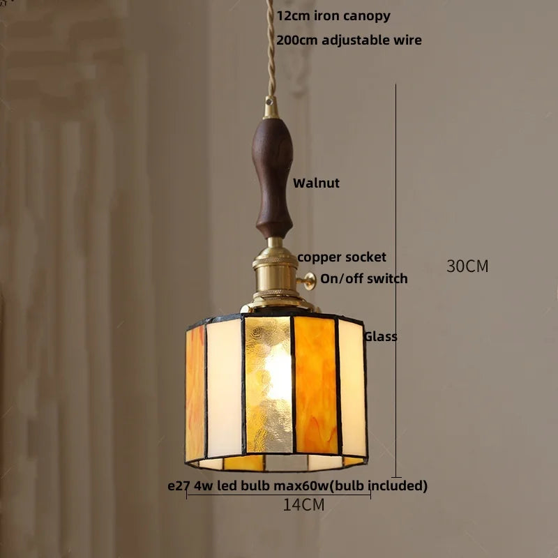 Afralia™ Peace Dove Tiffany Style Glass Pendant Lamp with LED, Copper Knob Switch