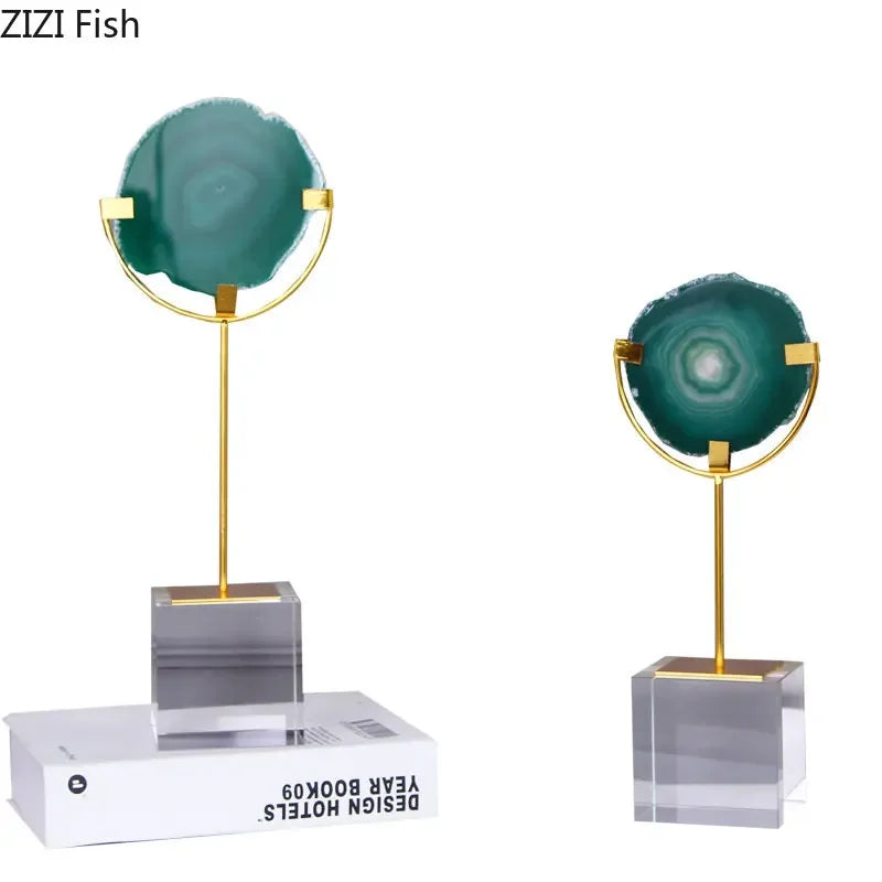 Afralia™ Crystal Base Ornaments: Agate/Fluorite Artwork, Modern Crafts Room Decor